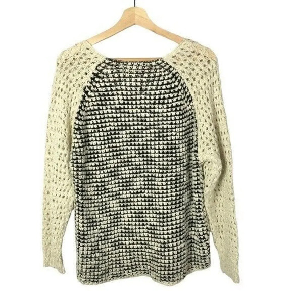 Boutique RD Style Black & White Knit Raglan Sleeve Sweater L - Picture 2 of 4
